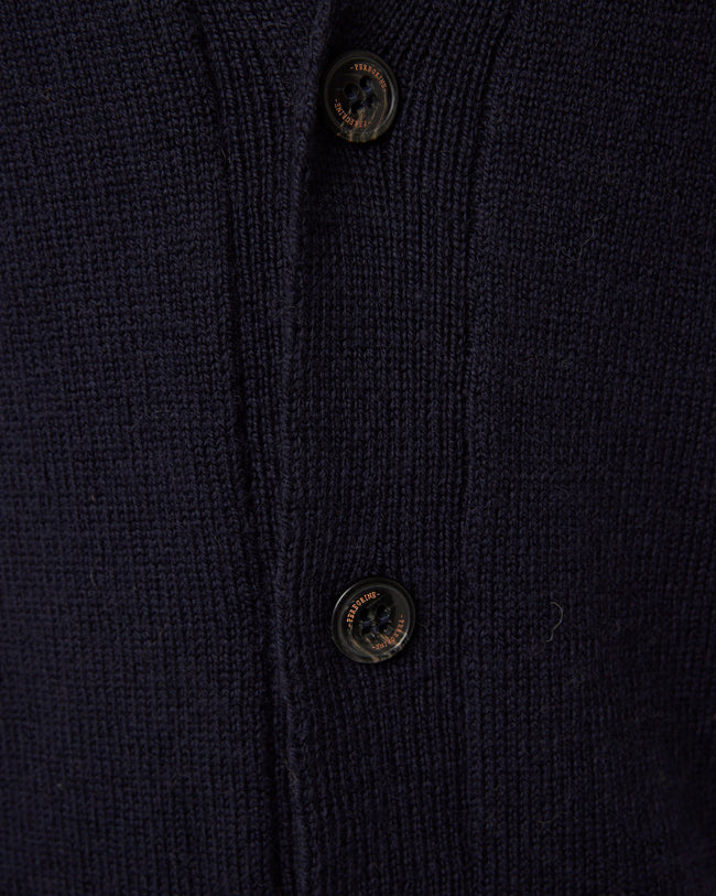 Peregrine Merino Wool Makers Stitch Cardigan Navy-Men&#39;s Sweaters-Brooklyn-Vancouver-Yaletown-Canada