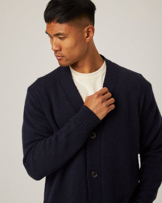 Peregrine Merino Wool Makers Stitch Cardigan Navy-Men&#39;s Sweaters-Brooklyn-Vancouver-Yaletown-Canada