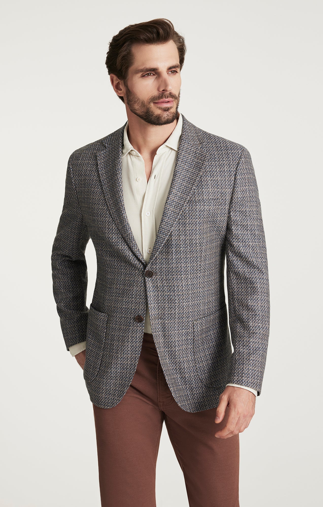 34 Heritage Matteo Mini Checked Blazer Dark Blue-Men's Blazers-Brooklyn-Vancouver-Yaletown-Canada