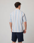 Peregrine Quay Cuban Collar Shirt - River Stripe-Men's Shirts-Brooklyn-Vancouver-Yaletown-Canada