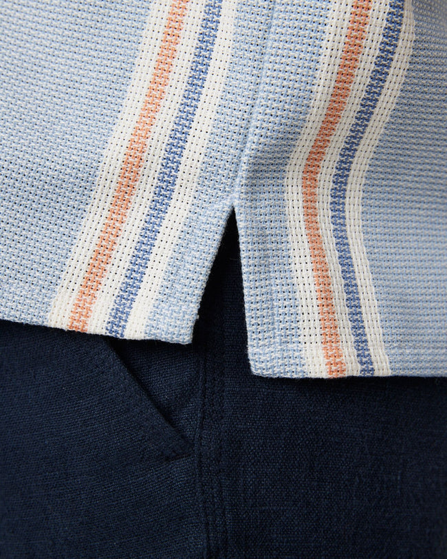 Peregrine Quay Cuban Collar Shirt - River Stripe-Men's Shirts-Brooklyn-Vancouver-Yaletown-Canada