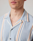 Peregrine Quay Cuban Collar Shirt - River Stripe-Men's Shirts-Brooklyn-Vancouver-Yaletown-Canada