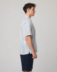 Peregrine Quay Cuban Collar Shirt - River Stripe-Men's Shirts-Brooklyn-Vancouver-Yaletown-Canada