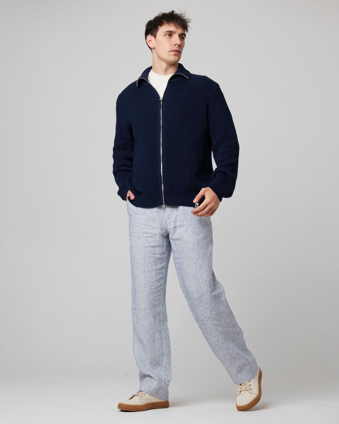 Peregrine River Zip Through Cardigan - Navy-Men's Sweaters-Brooklyn-Vancouver-Yaletown-Canada
