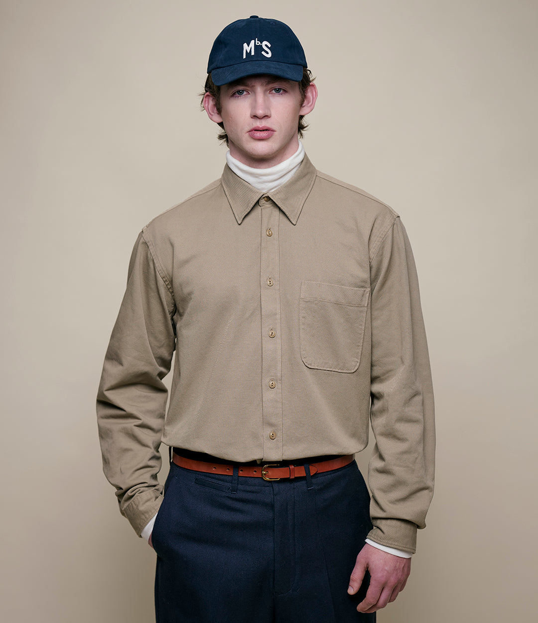 Merz Organic Cotton Broken Twill Shirt - dusted khaki-Men&#39;s T-Shirts-Brooklyn-Vancouver-Yaletown-Canada