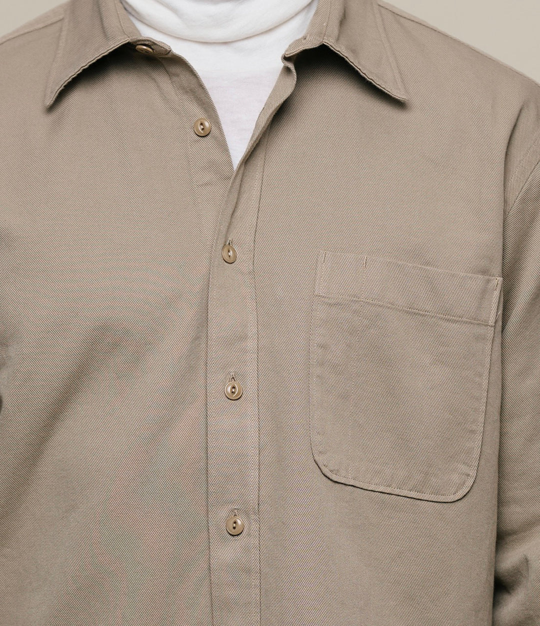 Merz Organic Cotton Broken Twill Shirt - dusted khaki-Men&#39;s T-Shirts-Brooklyn-Vancouver-Yaletown-Canada