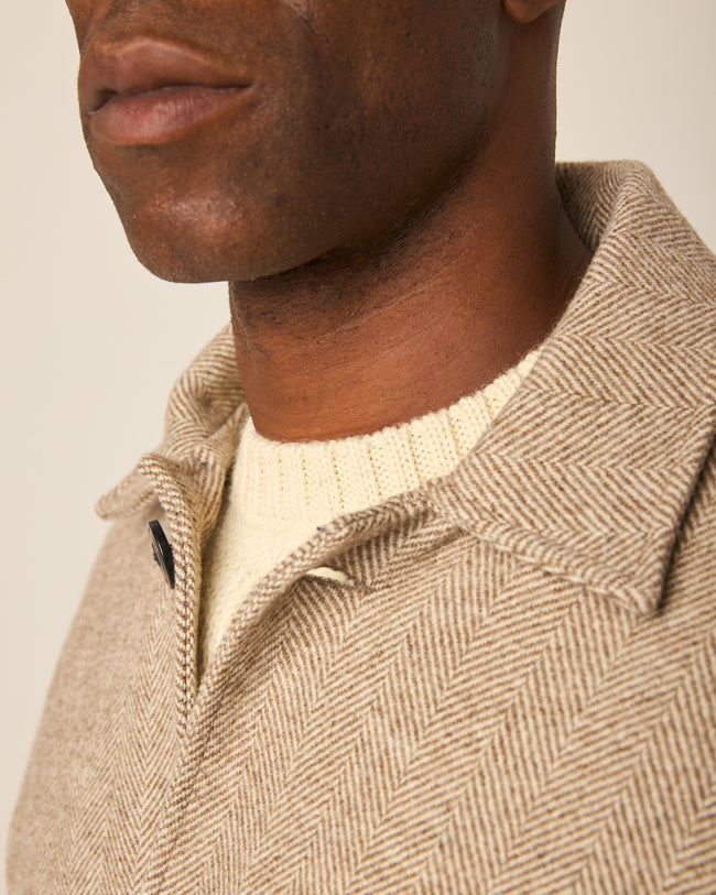 Peregrine Scout Wool Coat - Oak Heringbone-Men's Coats-Brooklyn-Vancouver-Yaletown-Canada