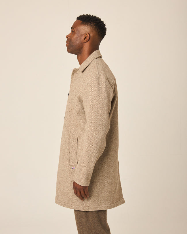 Peregrine Scout Wool Coat - Oak Heringbone-Men's Coats-Brooklyn-Vancouver-Yaletown-Canada