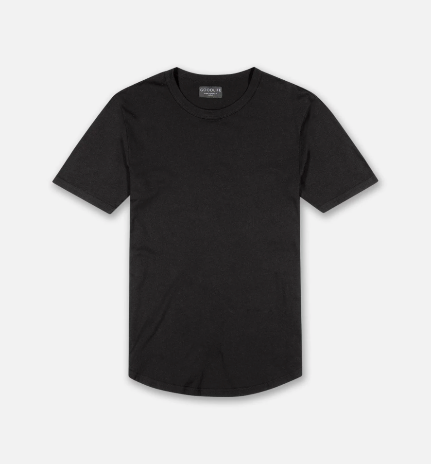 Goodlife Clothing Supima Scallop Crew Jersey Knit T-shirt-Men&#39;s T-Shirts-L-Black-Yaletown-Vancouver-Surrey-Canada