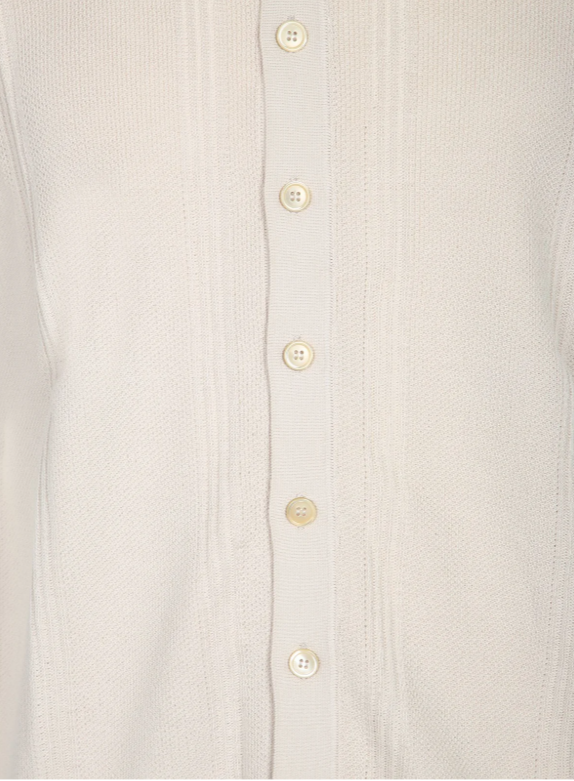 Fiesoli Textured Button Dn W/Tonal Stripe - Panna-Men's Sweaters-Brooklyn-Vancouver-Yaletown-Canada