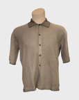 Arovescio Camicia Traforato "Wave" Full Button Down Polo - Bark-Men's Sweaters-Brooklyn-Vancouver-Yaletown-Canada