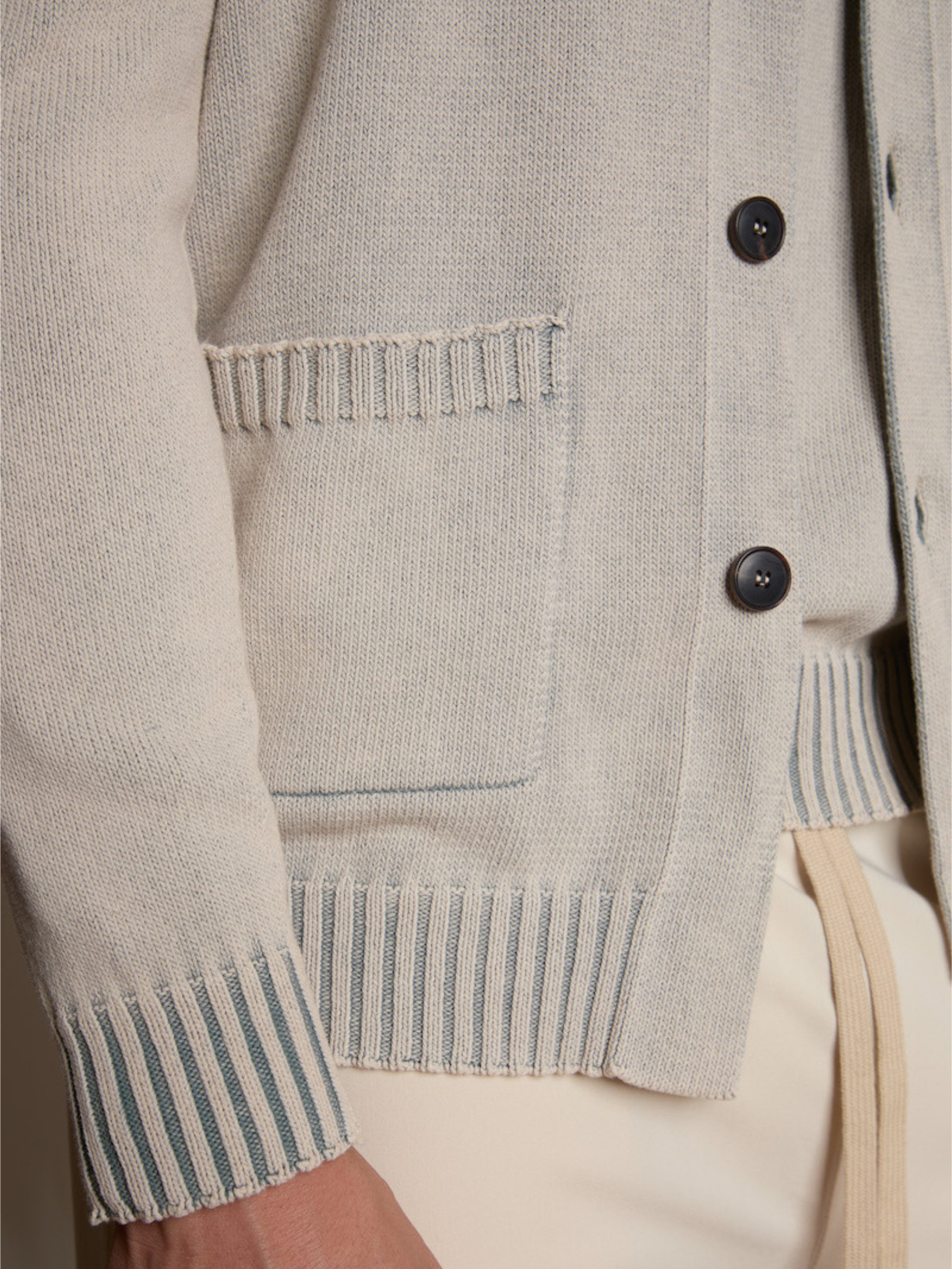 Arovescio Giacca Collo Rever Ml "Darkwash" Cardigen - Sand-Men's Sweaters-Brooklyn-Vancouver-Yaletown-Canada