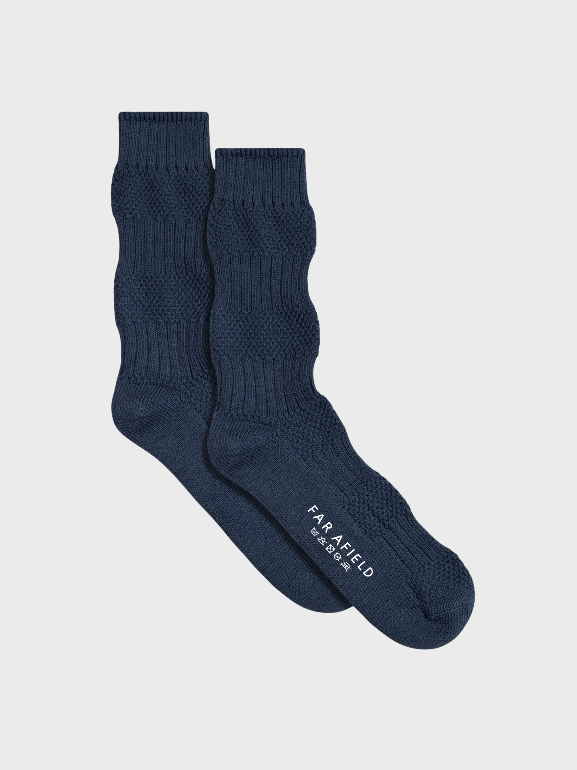 Far Afield Textured Stripe Socks - Navy-Men's Accessories-Brooklyn-Vancouver-Yaletown-Canada