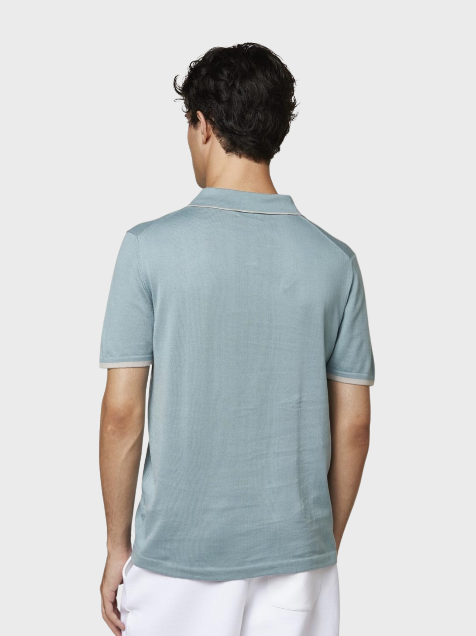 Fiesoli Jonny Polo Knit W Contrast Trim - Polvere-Men's Sweaters-Brooklyn-Vancouver-Yaletown-Canada