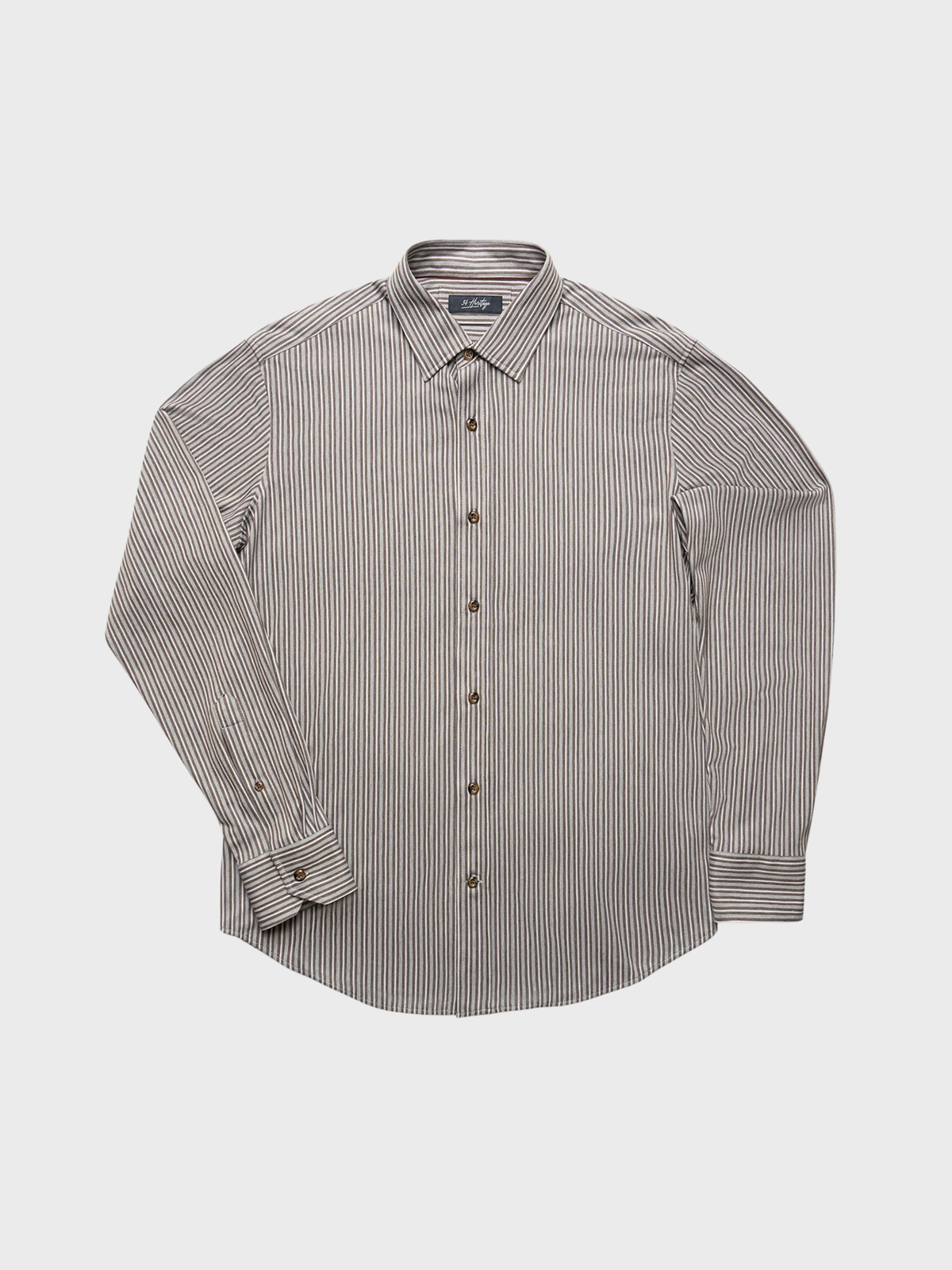 34 Heritage Striped Shirt Brown-Men's Shirts-Brooklyn-Vancouver-Yaletown-Canada
