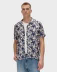 Gabba Tencel Pattern SS Shirt Black with Flowers-Men's Shirts-L-Howard-Surrey-Canada