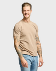 Easy Mondays Crew Neck Short Sleeve Cotton T-Shirt - Latte-Men's T-Shirts-Brooklyn-Vancouver-Yaletown-Canada