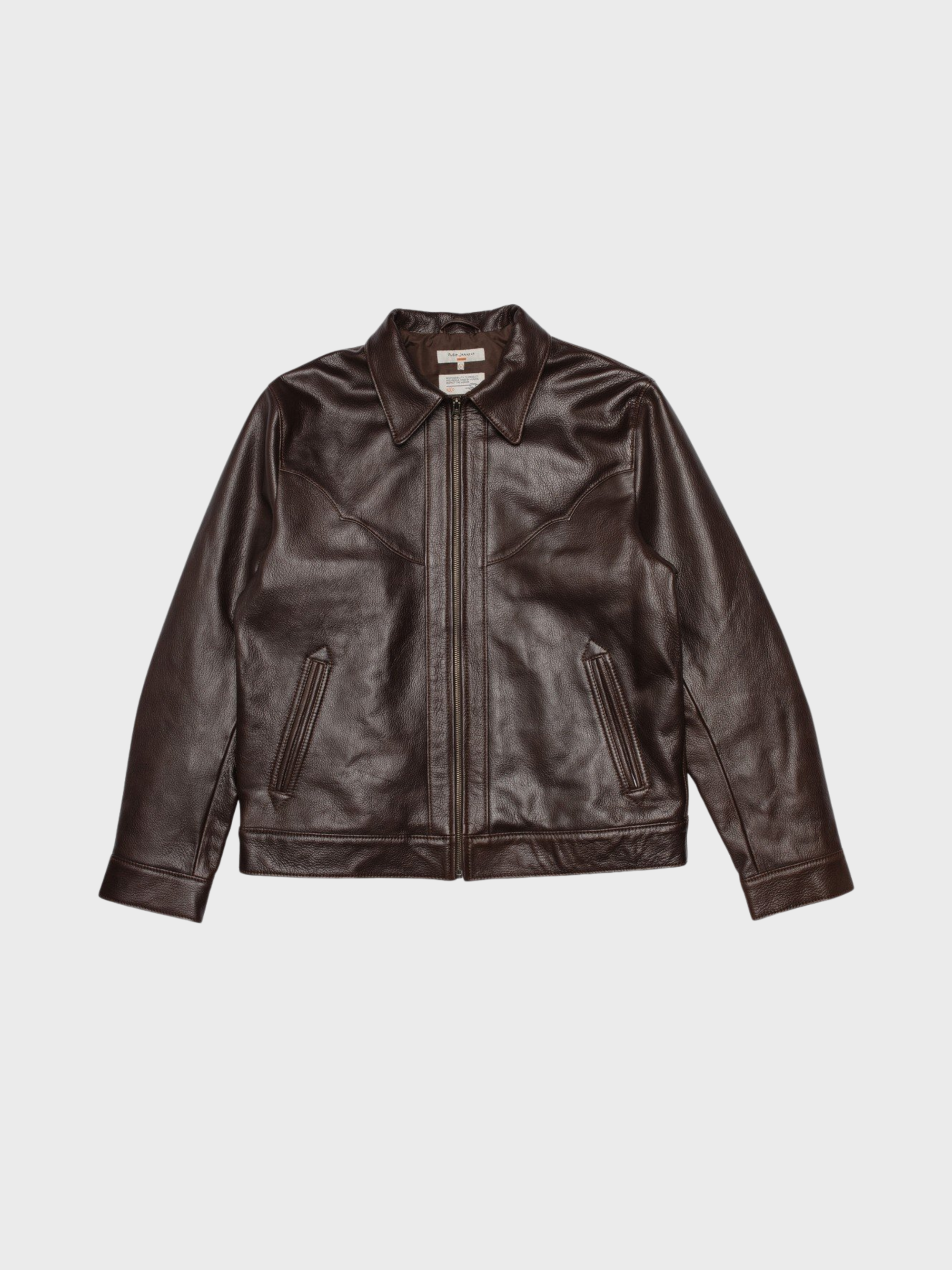 Nudie Joppe Western Leather Jacket Brown-Men's Leather Jackets-Brooklyn-Vancouver-Yaletown-Canada