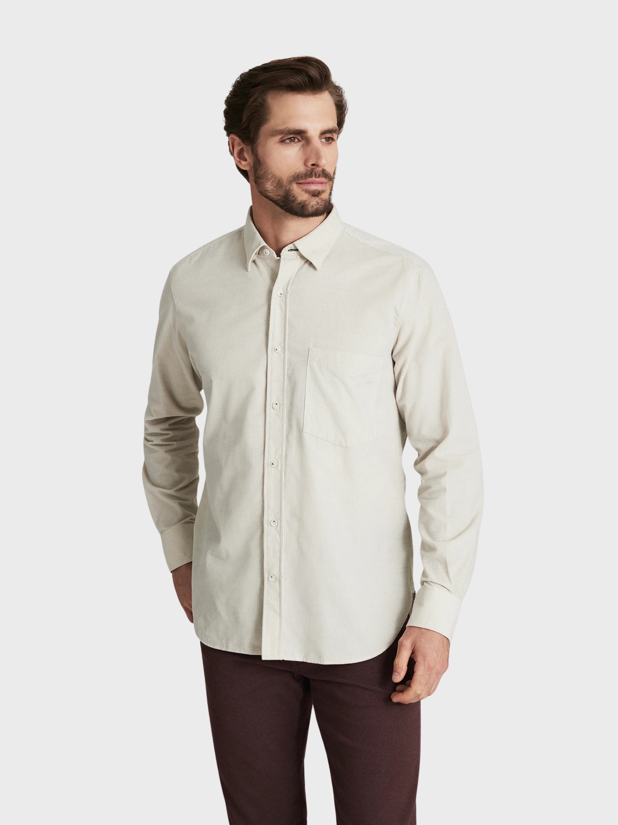 34 Heritage Corduroy Shirt Beige-Men's Shirts-Brooklyn-Vancouver-Yaletown-Canada
