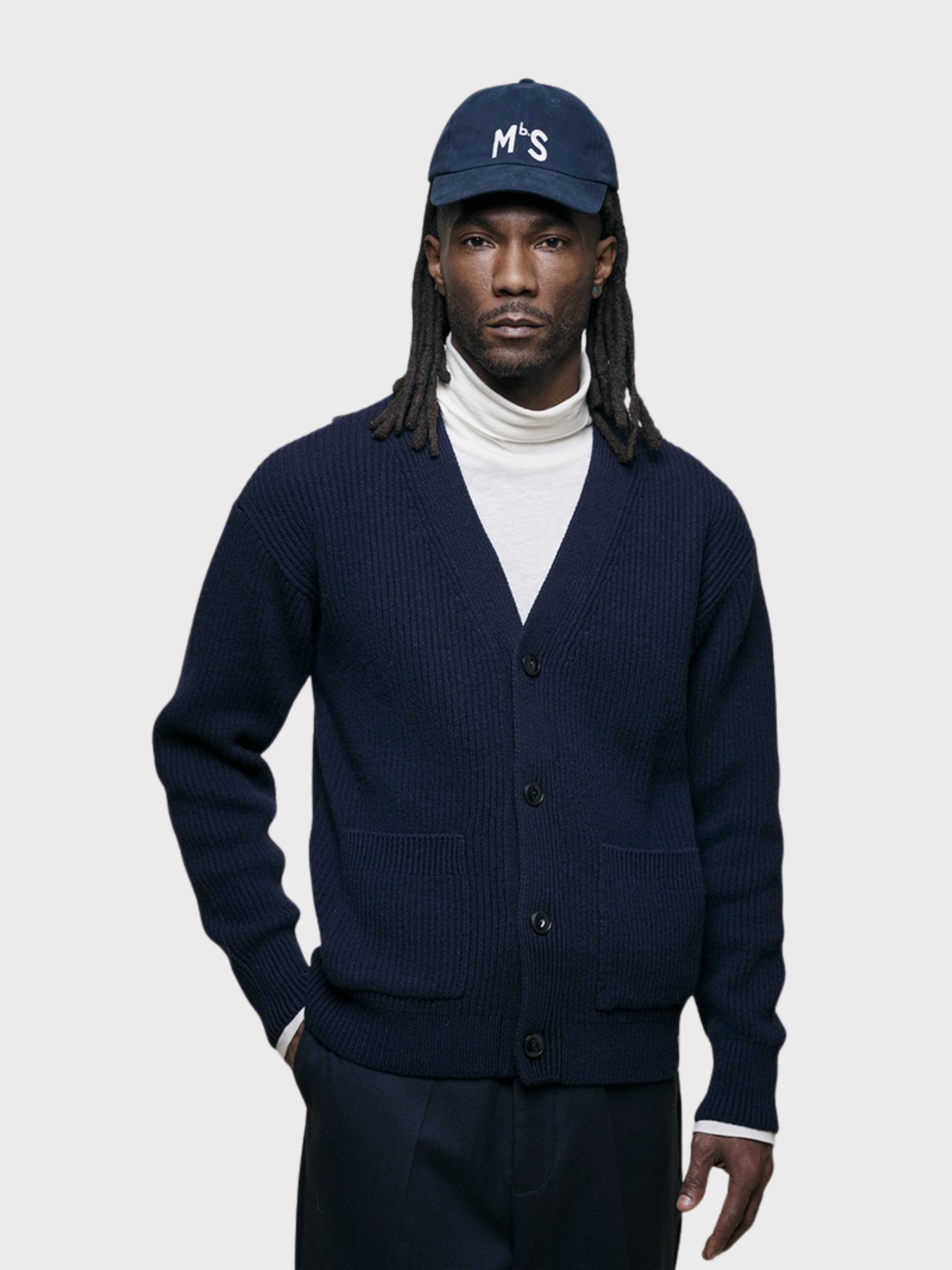 Merz Cardigan, Merino Wool-Cashmere Blend - dark navy-Men's Sweaters-Brooklyn-Vancouver-Yaletown-Canada
