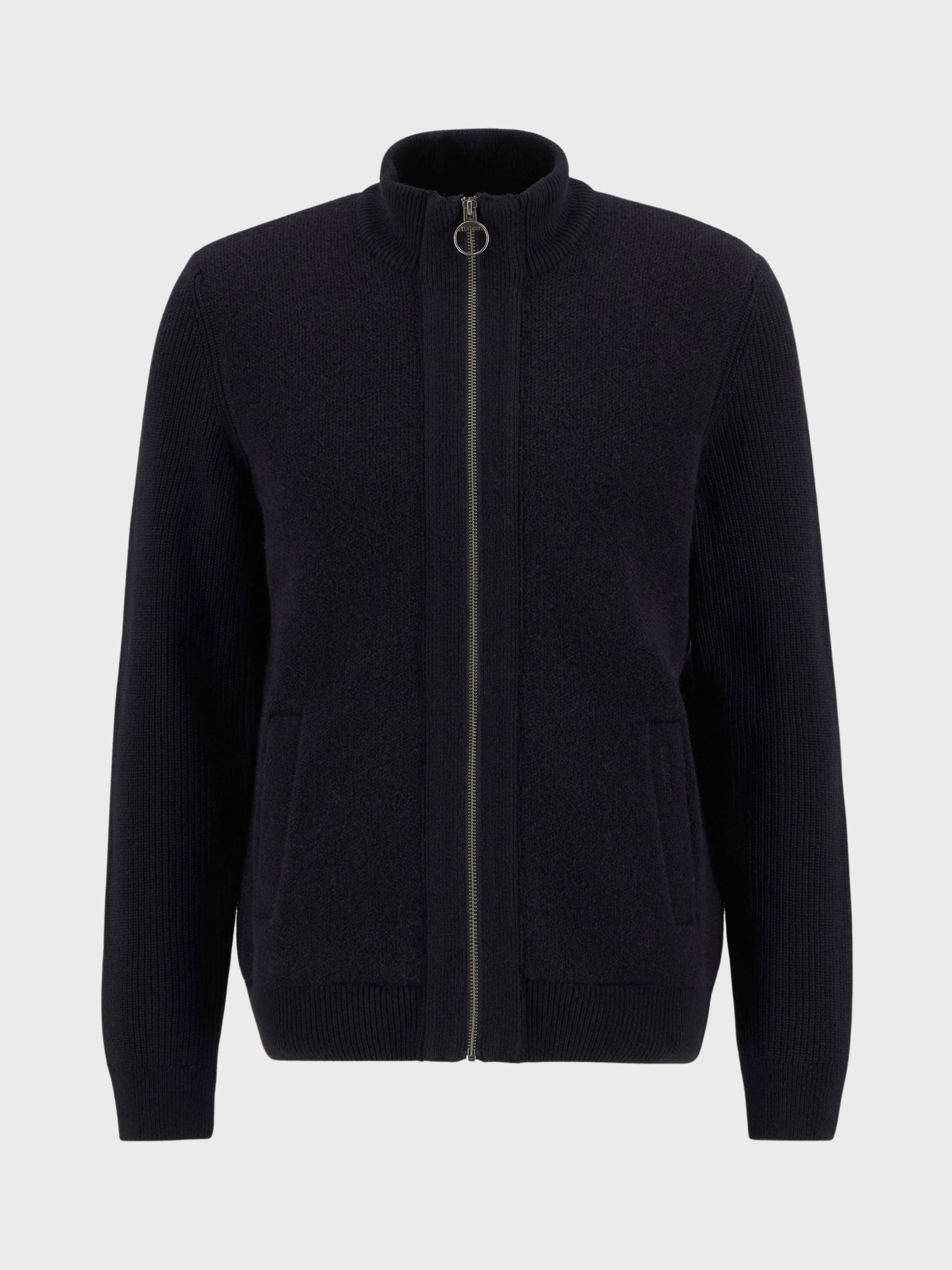 Barbour Milburn Zip Through Knitted Jumper - Black-Men's Sweaters-Brooklyn-Vancouver-Yaletown-Canada