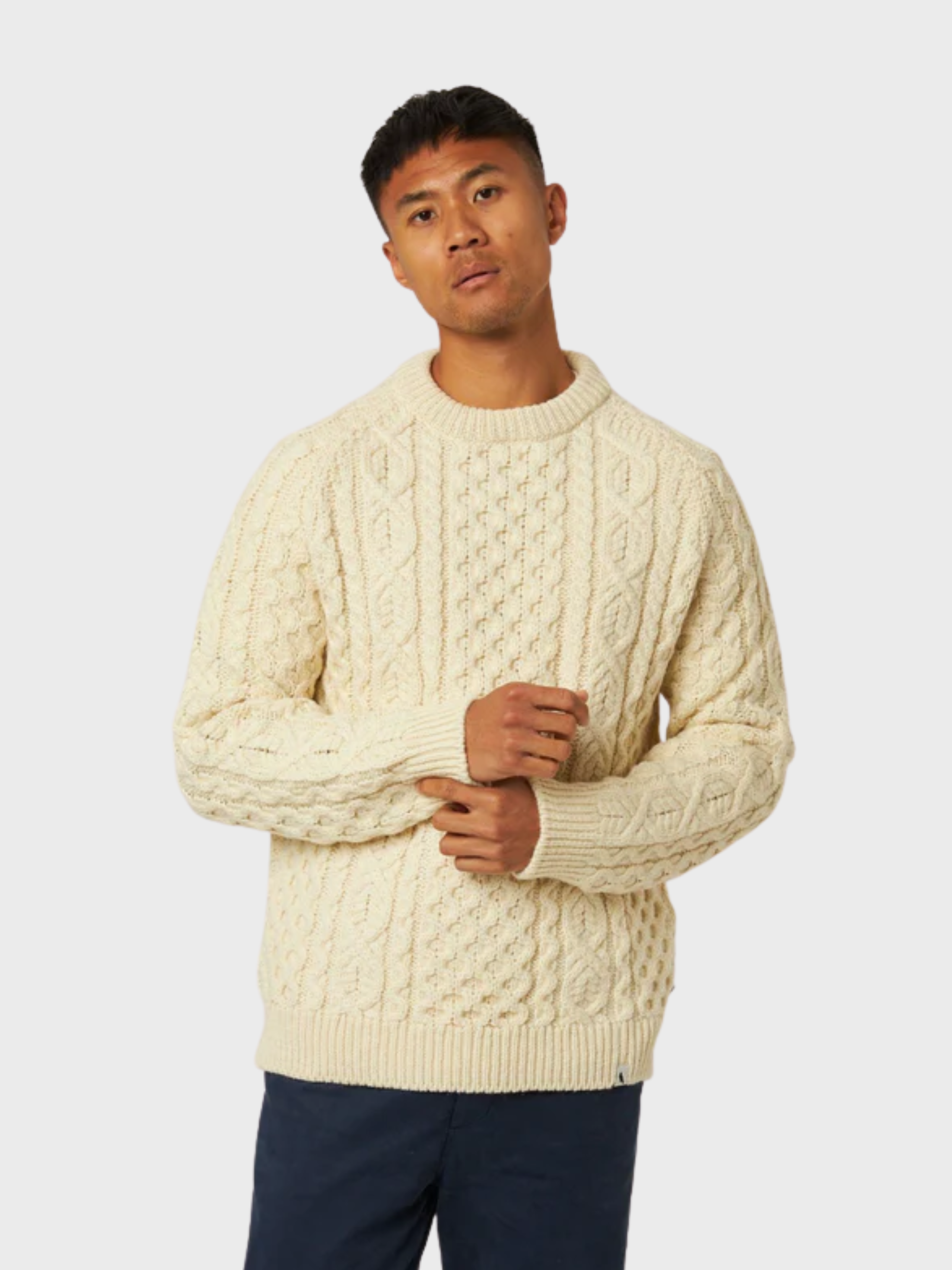Peregrine Hudson Aran Jumper - Cream-Men's Sweaters-Brooklyn-Vancouver-Yaletown-Canada