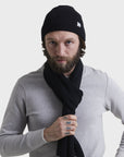 Merz Classic Scarf, Ribbed Structure, Merino Wool - deep black-Men's Accessories-Brooklyn-Vancouver-Yaletown-Canada