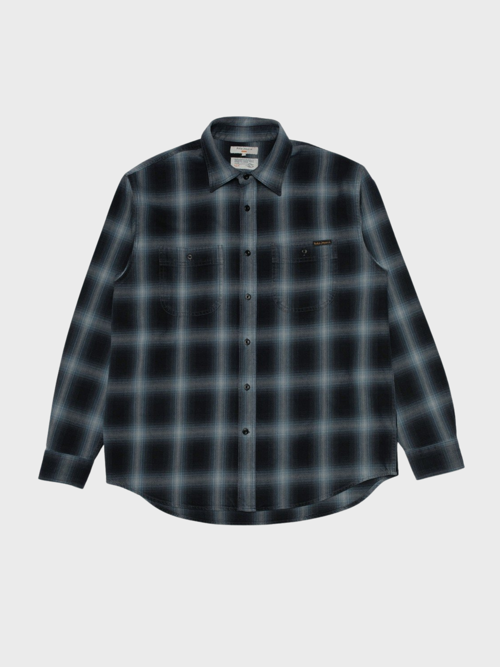Nudie Julian Worker Shadow Check Shirt Black-Men's T-Shirts-Brooklyn-Vancouver-Yaletown-Canada