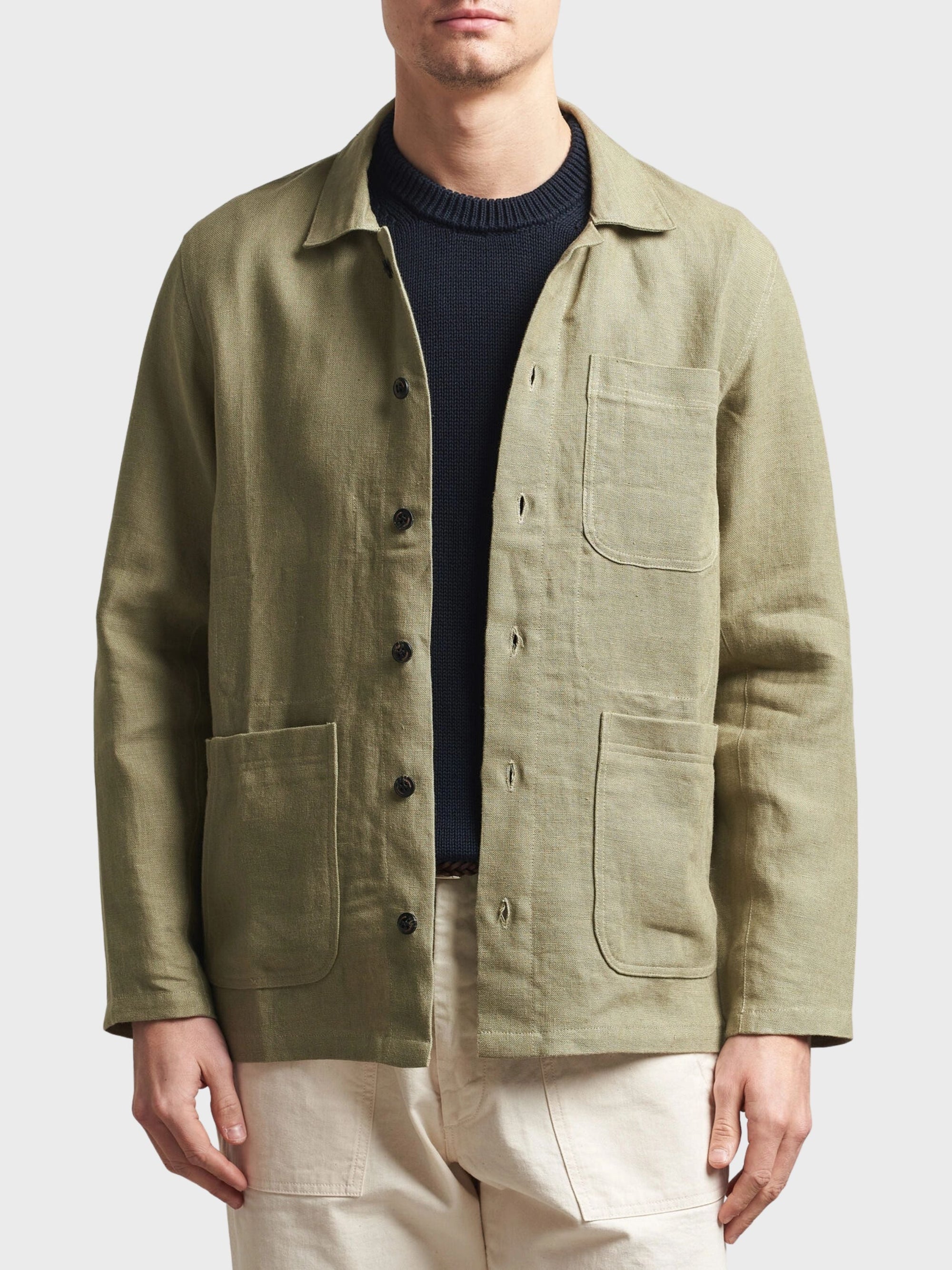 Peregrine Windsor Linen Shacket - Sage-Men's Shirts-Brooklyn-Vancouver-Yaletown-Canada