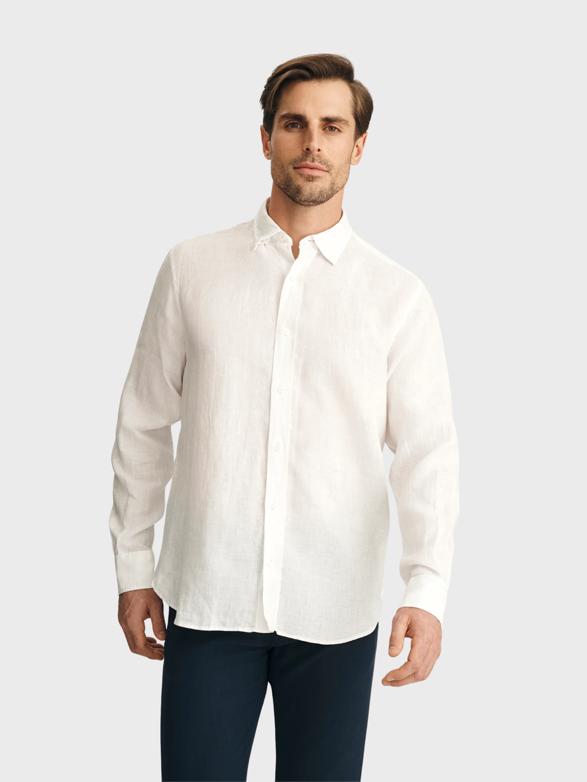 34 Heritage Linen Shirt White-Men's Shirts-Brooklyn-Vancouver-Yaletown-Canada