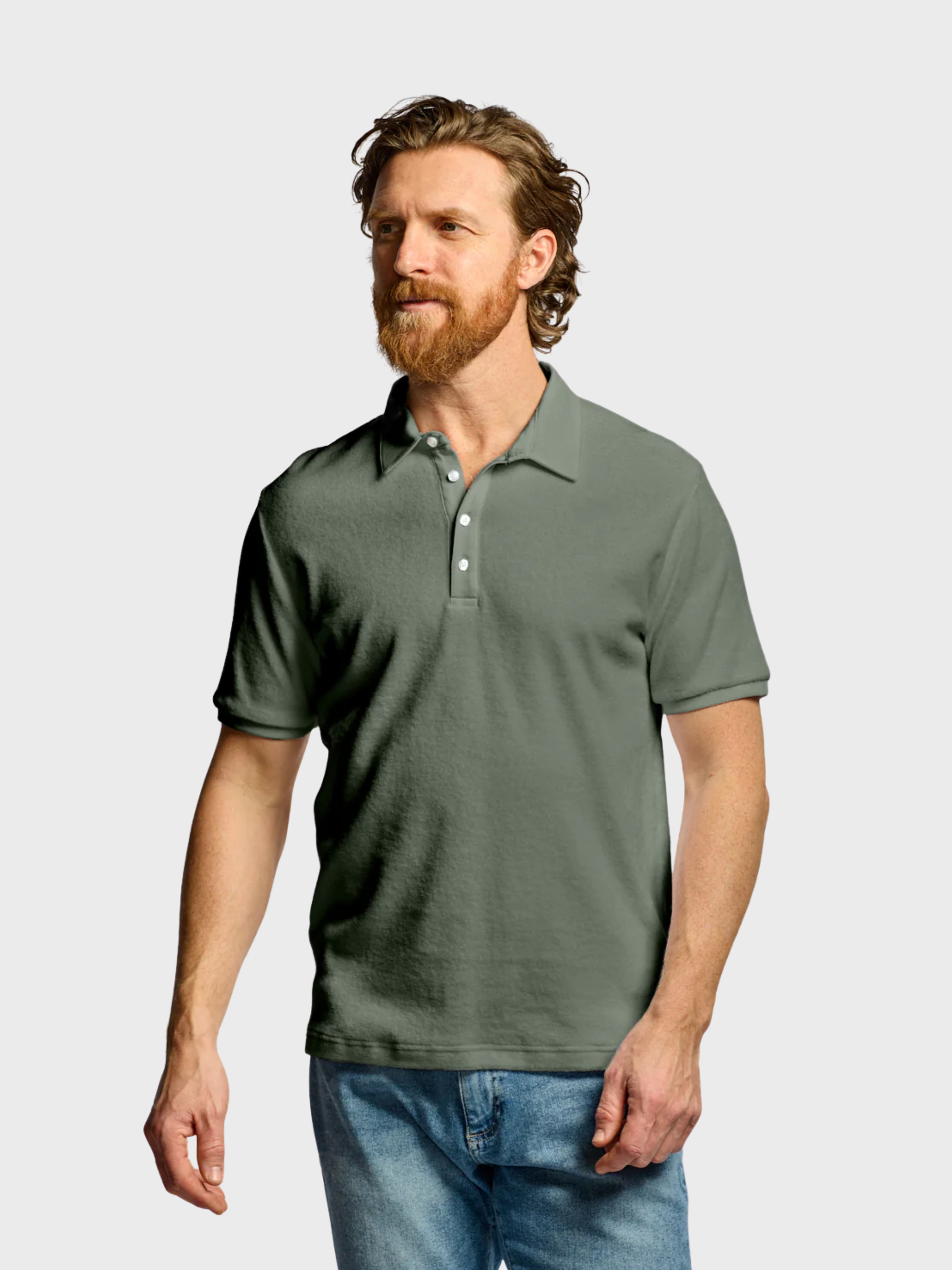 Easy Mondays Towel Terry Polo Thyme-Men's T-Shirts-Brooklyn-Vancouver-Yaletown-Canada