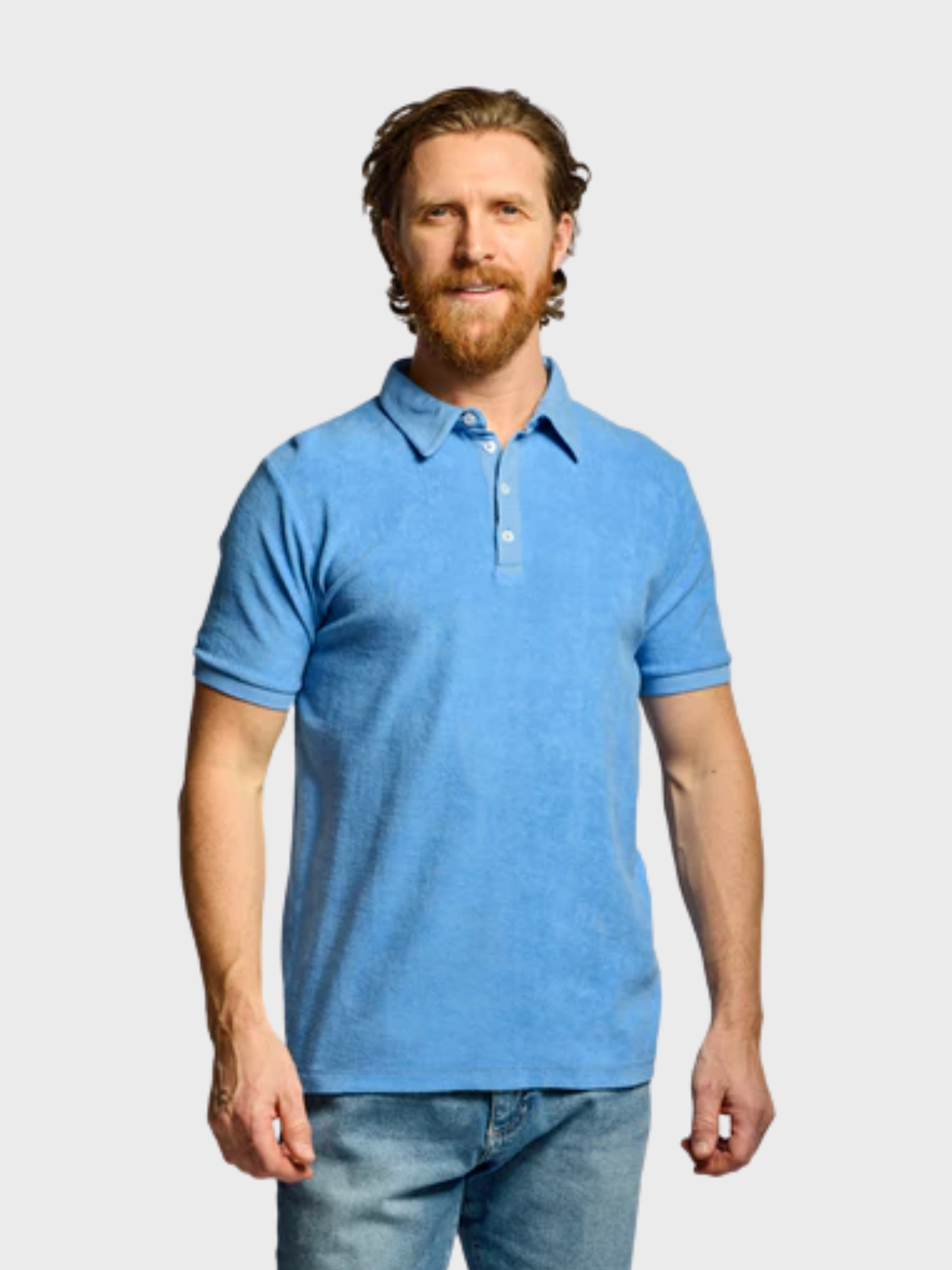 Easy Mondays Towel Terry Polo Azure-Men's T-Shirts-Brooklyn-Vancouver-Yaletown-Canada