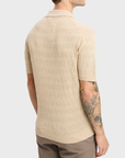 Fiesoli Diamond Textured Polo Knit - Sabbia-Men's Sweaters-Brooklyn-Vancouver-Yaletown-Canada