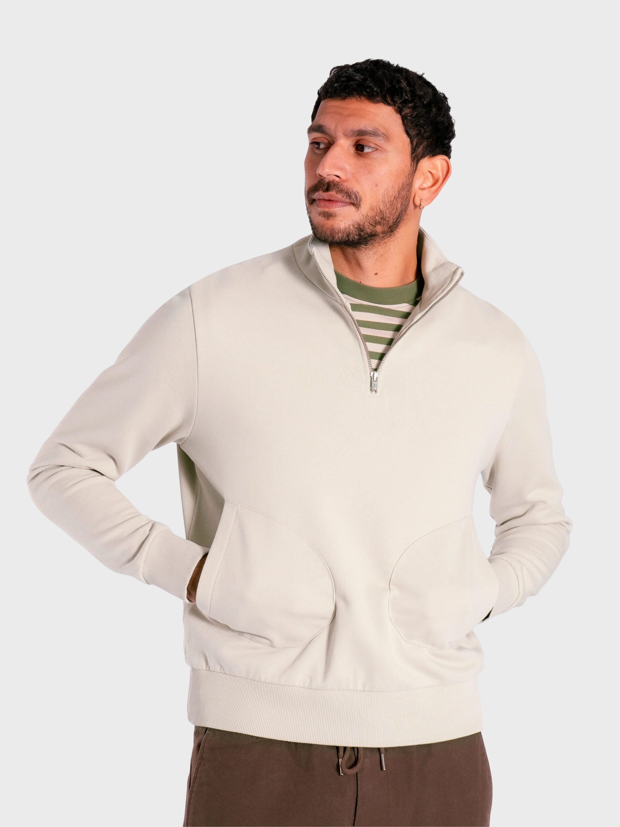 Far Afield Funnel Neck Sweatshirt - Sand-Men's Sweatshirts-Brooklyn-Vancouver-Yaletown-Canada