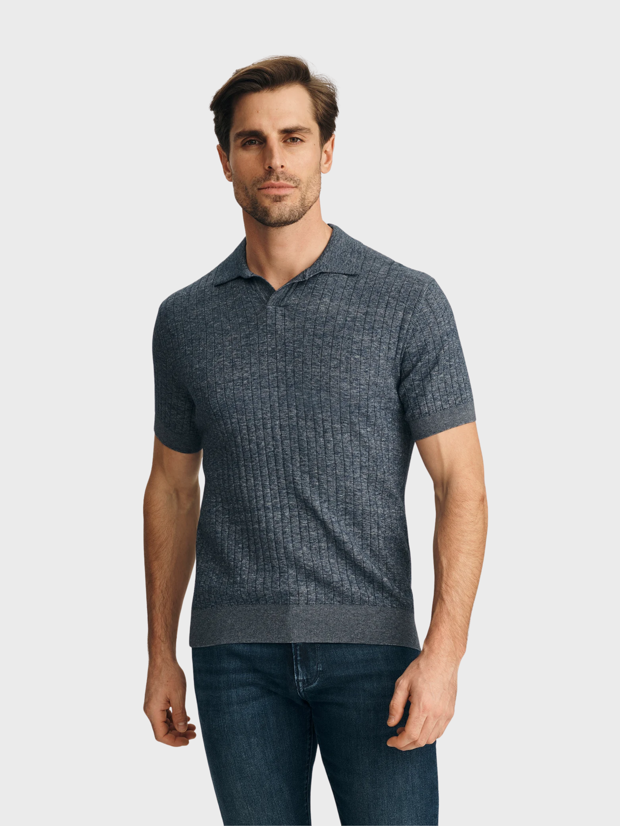 34 Heritage Melange Sweater Indigo-Men's Sweaters-Howard-Surrey-Canada