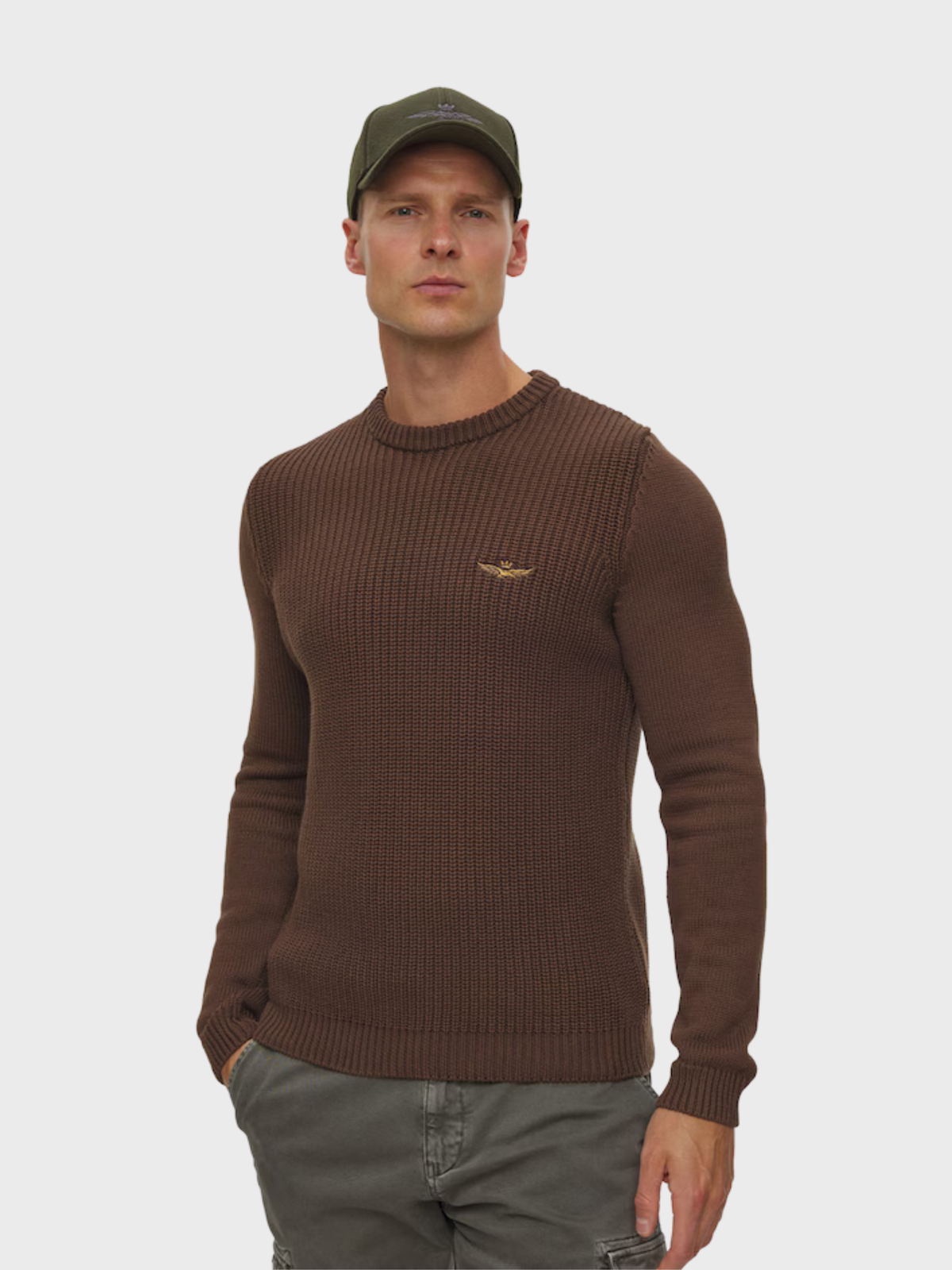 Aeronautica Militare Crewneck Sweater - Chestnut Brown-Men's Sweaters-Brooklyn-Vancouver-Yaletown-Canada