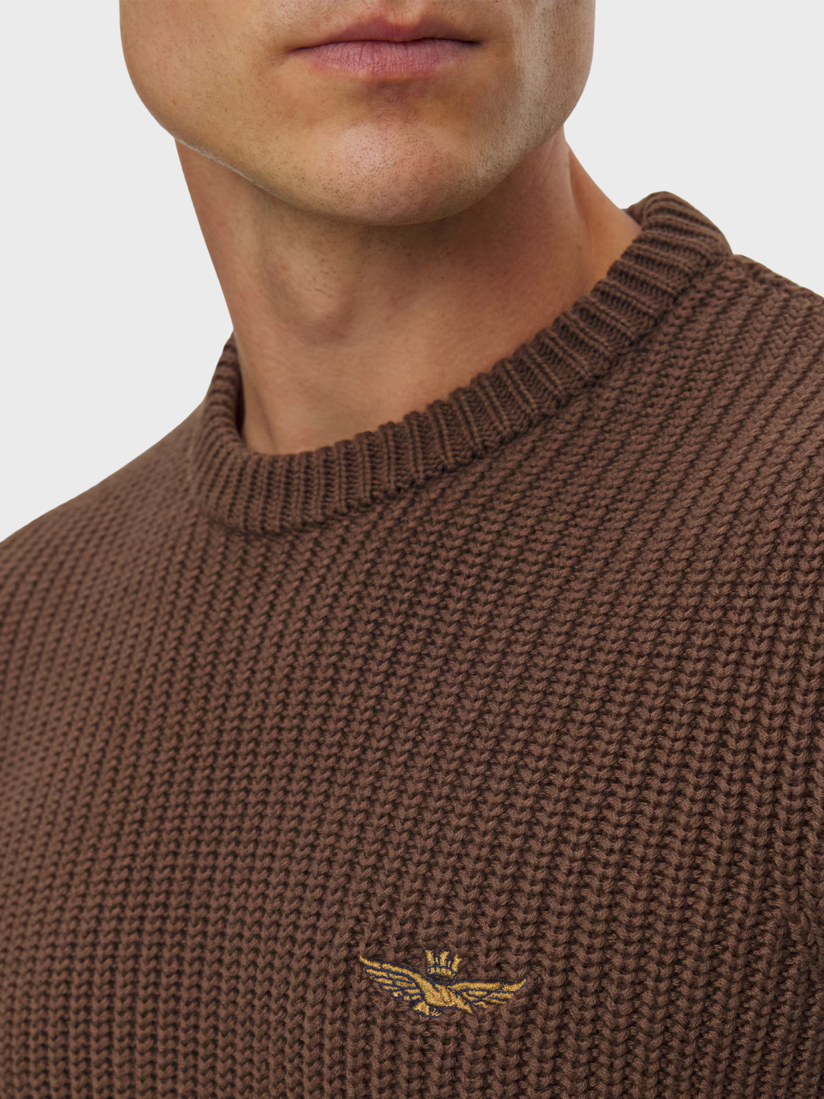 Aeronautica Militare Crewneck Sweater - Chestnut Brown-Men's Sweaters-Brooklyn-Vancouver-Yaletown-Canada