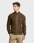 Aeronautica Militare Full Zip Sweater - Chestnut Brown-Men's Sweaters-Brooklyn-Vancouver-Yaletown-Canada