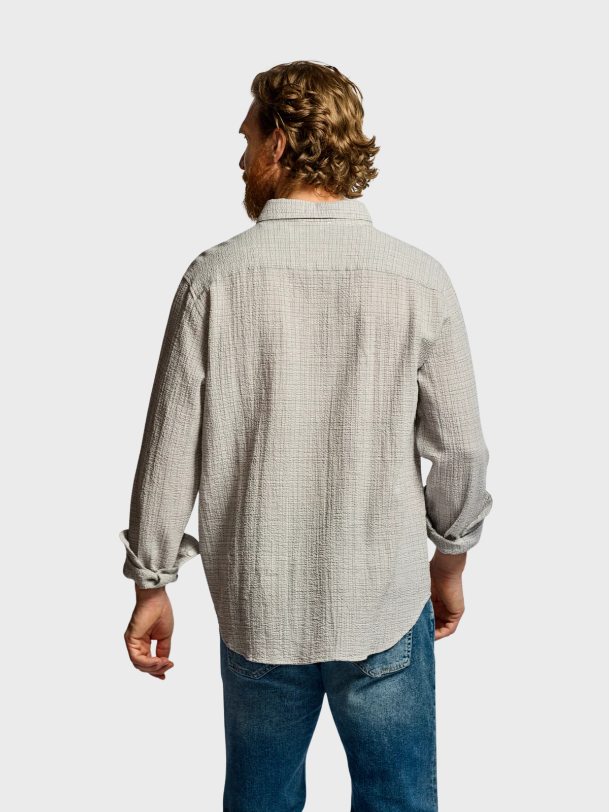 Easy Mondays Crinkle Button Down Stone-Men's Shirts-Brooklyn-Vancouver-Yaletown-Canada