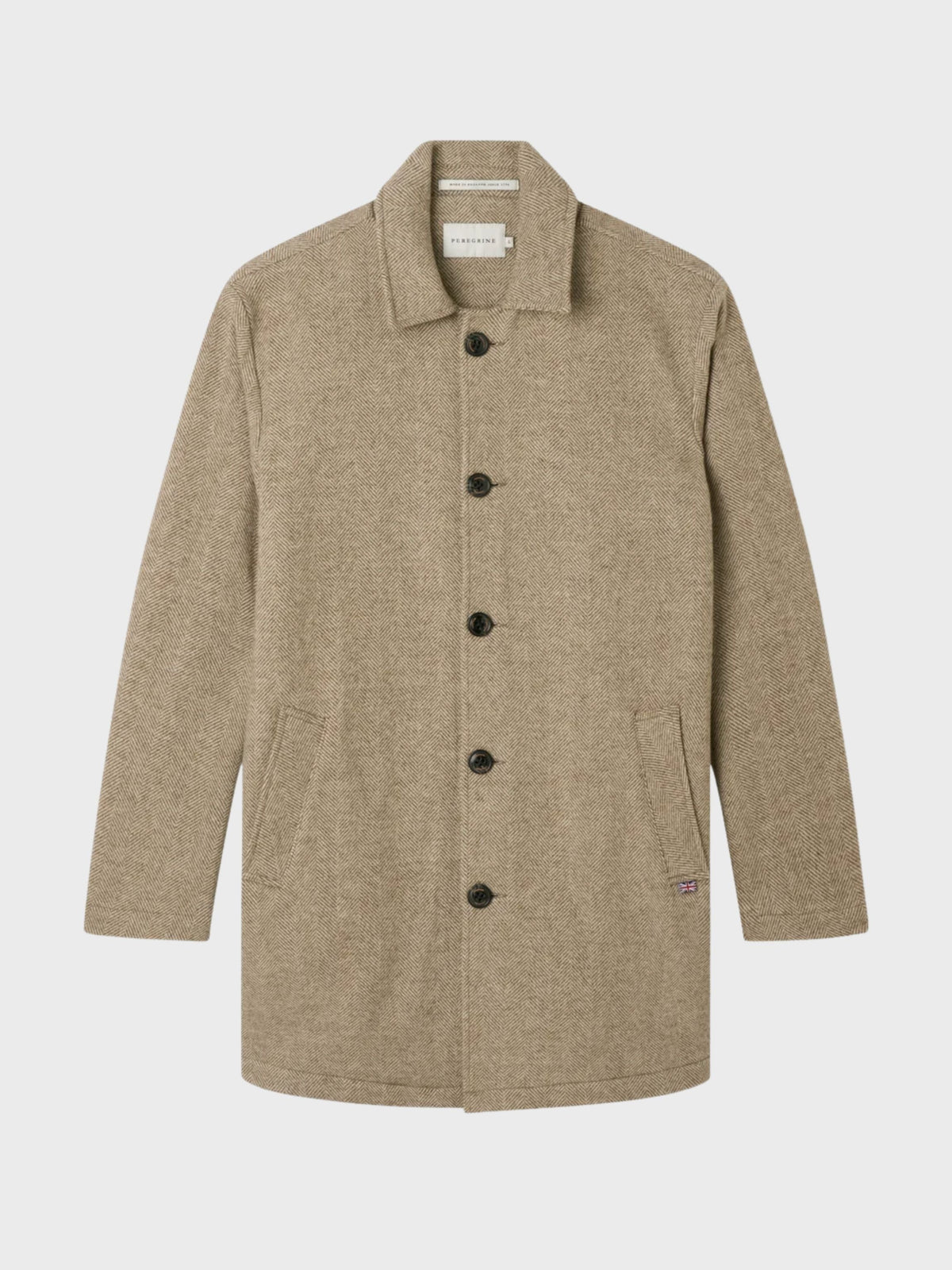 Peregrine Scout Wool Coat - Oak Heringbone-Men's Coats-Brooklyn-Vancouver-Yaletown-Canada