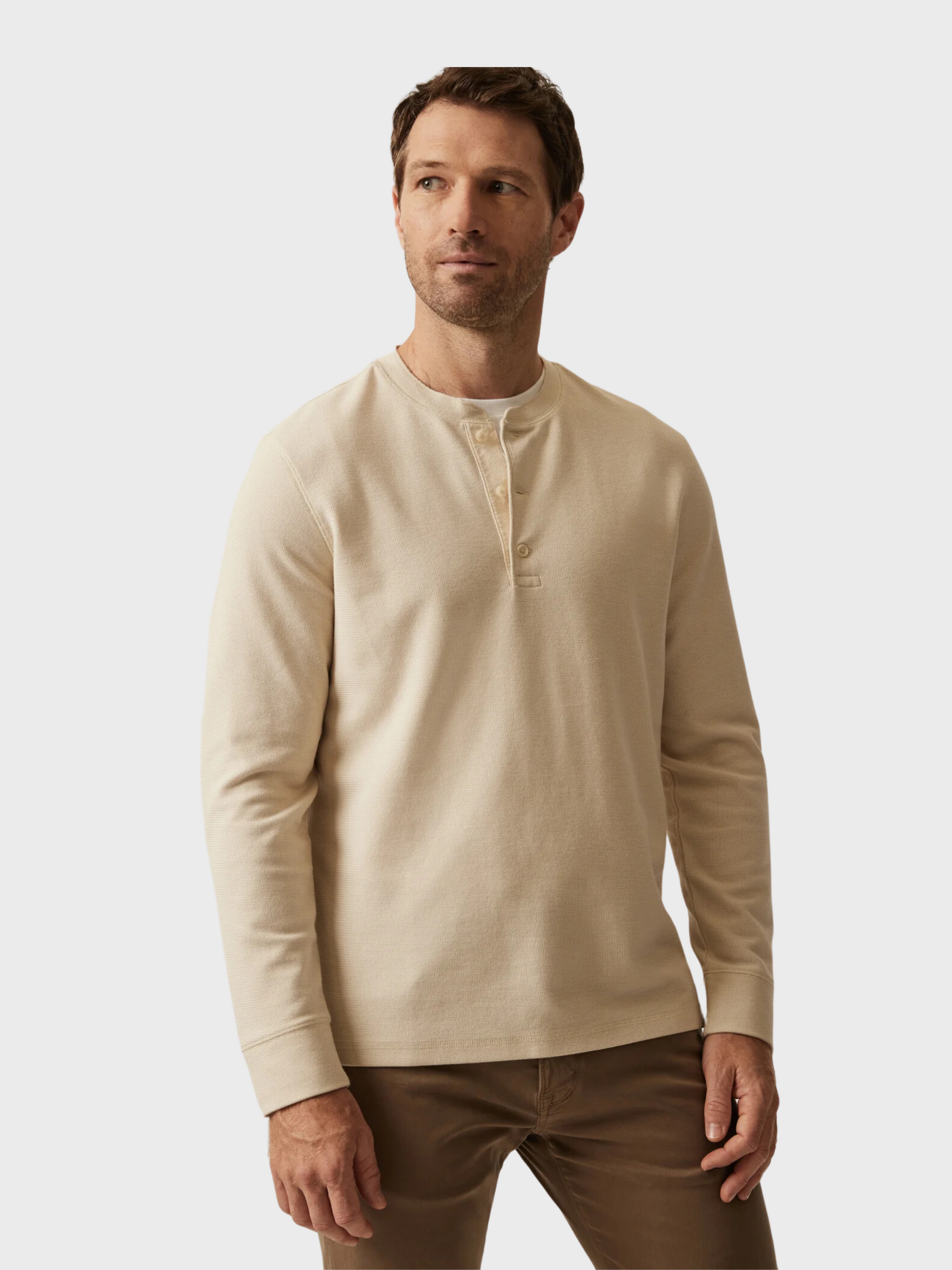 34 Heritage LS Henley Oatmeal-Men's T-Shirts-Brooklyn-Vancouver-Yaletown-Canada