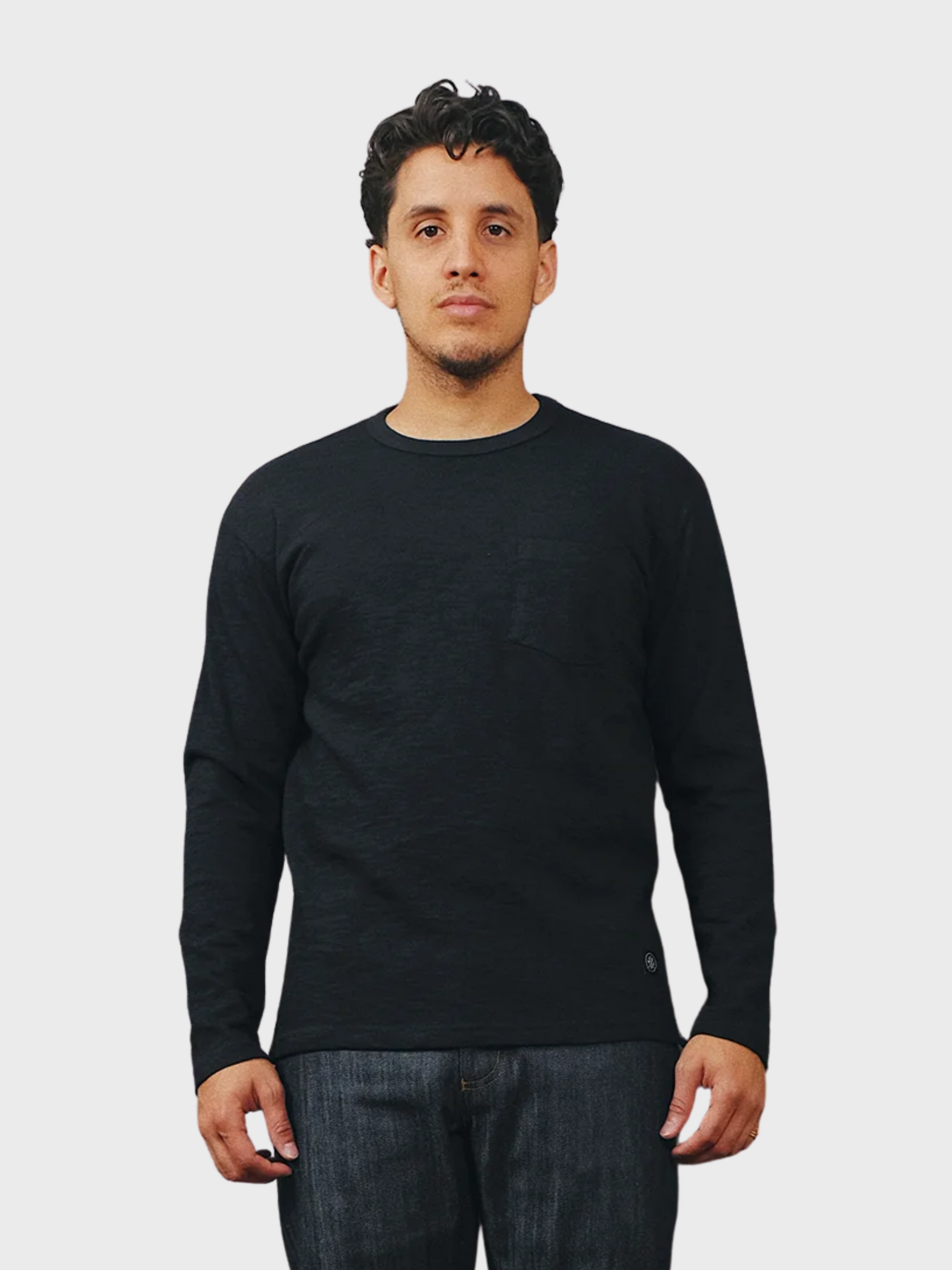 Outclass Double Slub L/S Pocket T-Shirt - Black-Men's T-Shirts-Brooklyn-Vancouver-Yaletown-Canada