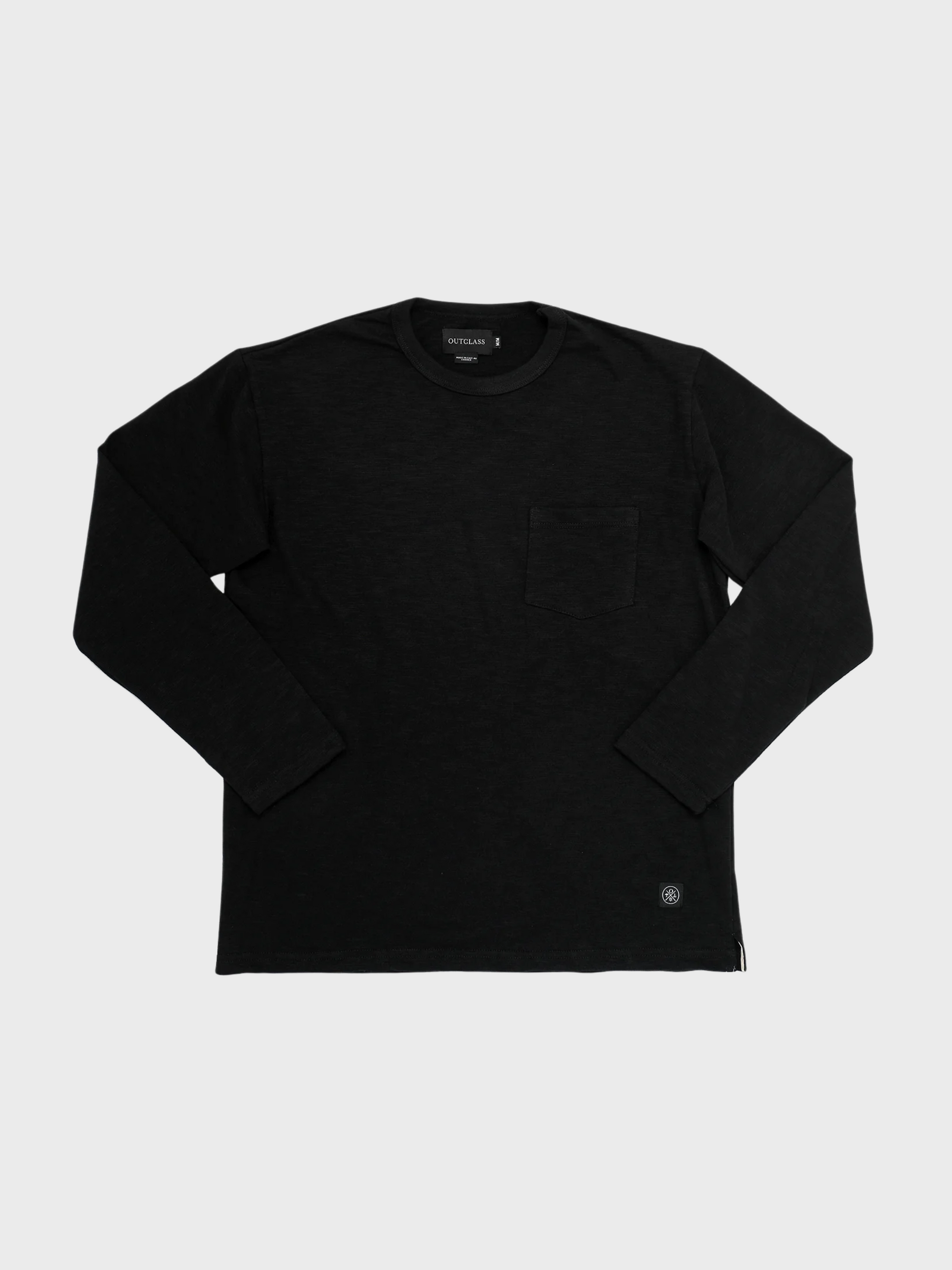 Outclass Double Slub L/S Pocket T-Shirt - Black-Men's T-Shirts-Brooklyn-Vancouver-Yaletown-Canada