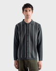 Far Afield Zigger Cardigan - Kuki Stripe - Grey Stripe Multi-Men's Sweaters-Brooklyn-Vancouver-Yaletown-Canada