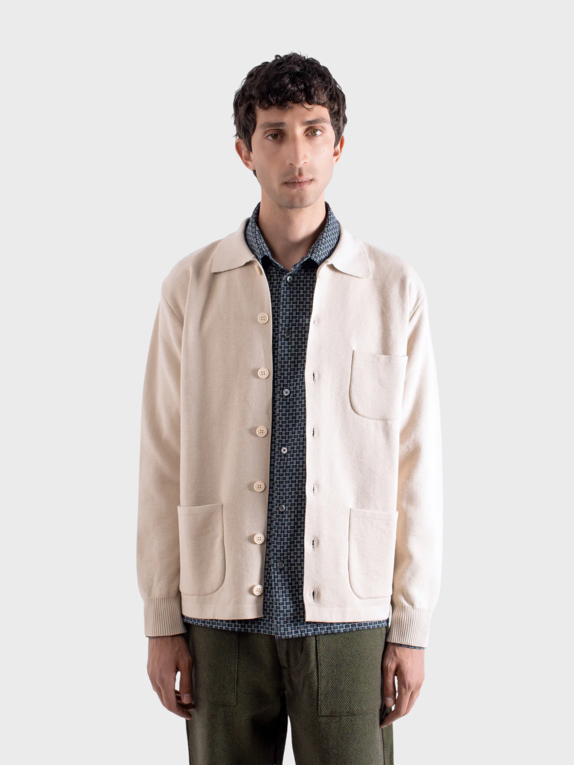 Far Afield Station Cardigan - Stone-Men's Sweaters-Brooklyn-Vancouver-Yaletown-Canada