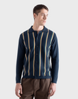 Far Afield Zigger Cardigan - Kuki Stripe - Navy Stripe Multi-Men's Sweaters-Brooklyn-Vancouver-Yaletown-Canada