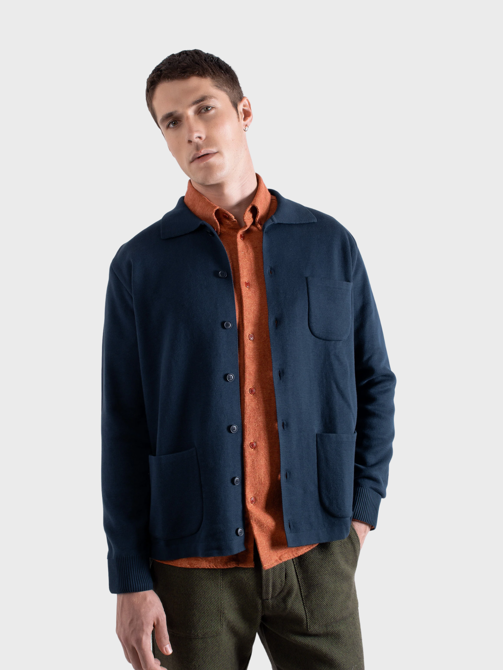 Far Afield Station Cardigan - Navy Iris-Men's Sweaters-Brooklyn-Vancouver-Yaletown-Canada