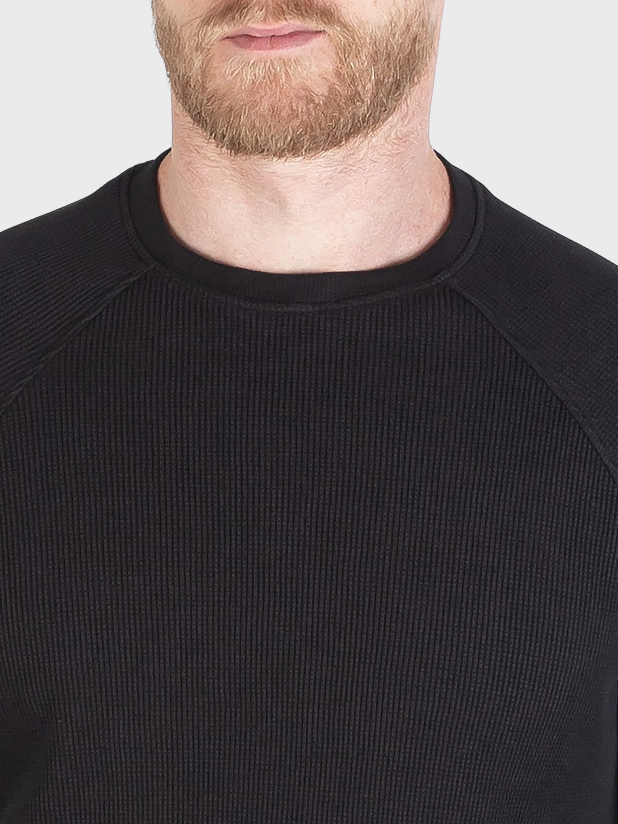 Jude Neale Rogan Waffle Long Sleeve - Black-Men's Shirts-Brooklyn-Vancouver-Yaletown-Canada
