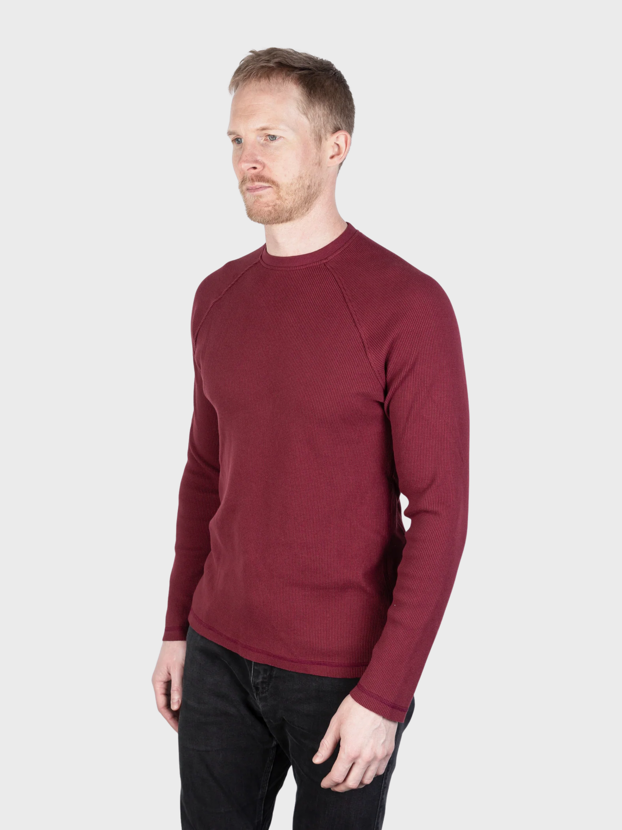 Jude Neale Rogan Waffle Long Sleeve - Heretic (Berry)-Men's Shirts-Brooklyn-Vancouver-Yaletown-Canada