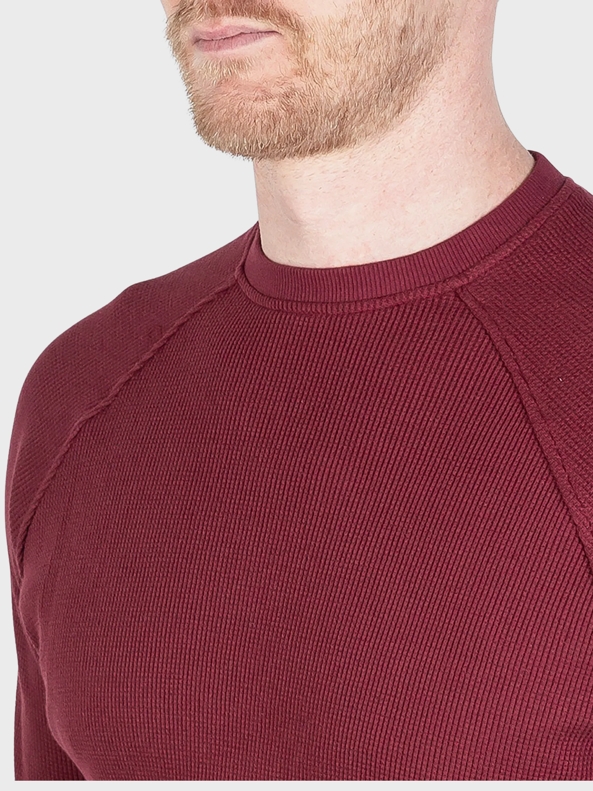 Jude Neale Rogan Waffle Long Sleeve - Heretic (Berry)-Men's Shirts-Brooklyn-Vancouver-Yaletown-Canada